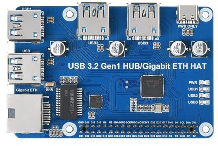 Jnchdghwa HUB Splitter ETH 3 X Porte USB 3.2 Gen1 1 X Scheda di Espansione Ethernet Gigabit, HUB Hat Adattatore di Rete Nessun Driver Necessario