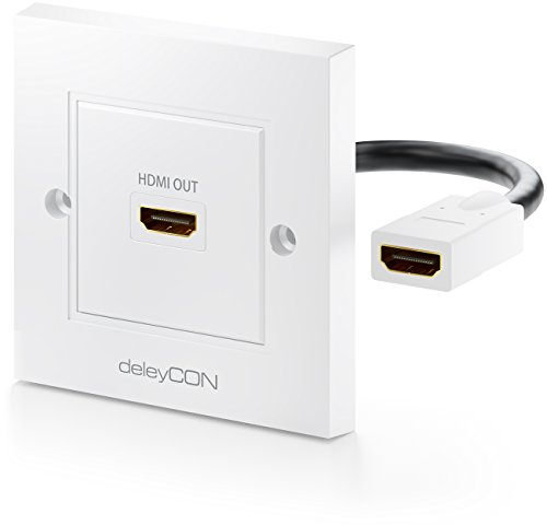 deleyCON HDMI Wall Box 1x HDMI Port Flush-Mounted Installation 3D FULL HD HDTV 4K 2160p - White