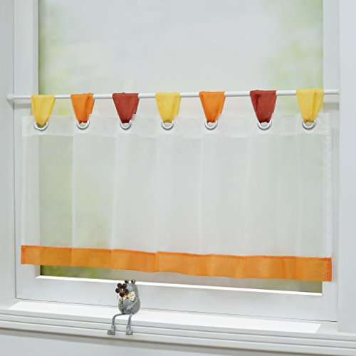 Joyswahl Scheibengardine Voile Bistrogardinen mit Schlaufen »Charlott« Küche Kurzgardine HxB 45x120cm Orange 1er Pack