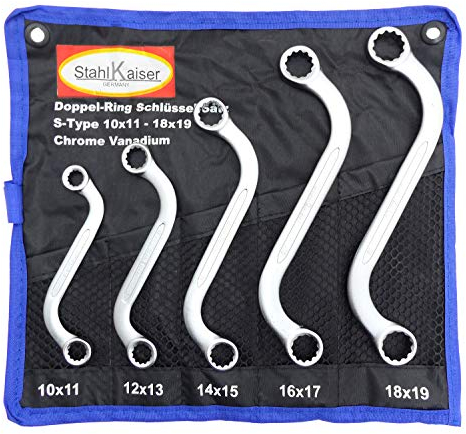 Doppelringschlüssel Satz 5 tlg S-Form 10-19 mm Ringschlüssel gebogen Zwölfkant