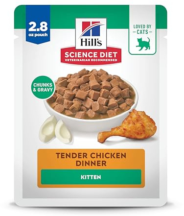 Hill's Science Diet Kitten Wet Cat Food, Chicken, 2.8 oz. Pouches, 24-Pack
