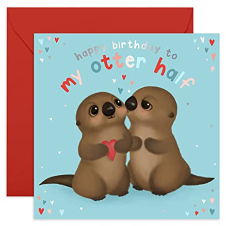 Central 23 - Süße Jubiläumskarte für Ehemann - Happy Birthday To My Otter Half - Süße Jubiläumskarte für Ihn - Hübsche Jahrestagskarte für Sie - Mit witzigen Aufklebern