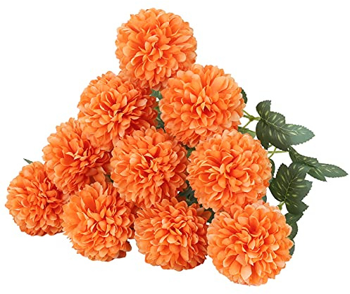 HUAESIN 10pcs Künstliche Blumen Chrysantheme Kunstblumen Herbst Blumenstrauß Seidenblumen Halloween Plastikblumen für Thanksgiving Vase Hochzeit Balkon Garten Balkon Deko