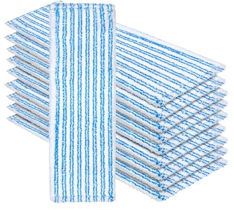 Okaei 10 Stück Wischmopp Bezug (40 cm) - Premium Bodenwischer-Wischbezug aus 100% Microfaser - Bezug Optimal zur Gründlichen Reinigung von Glatten & Leicht Unebenen Böden - Mikrofaser Moppbezug Blau