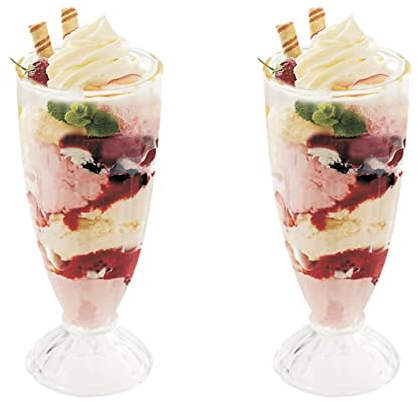 Royal Cuisine Set of 2 Dessert Cups 12oz Knickerbocker Glory Dessert Ice Cream Sundae Long Cocktail Glasses Dessert Bowls Fountain Glasses Milkshake Soda Glassware