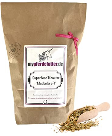 mypferdefutter Muskelkraft-Kräuter für Pferde 100% Natur PUR - Pferdekräuter frei von Zusätzen - unterstützt den natürlichen Muskelaufbau Deins Leiblingspferds (500 g)