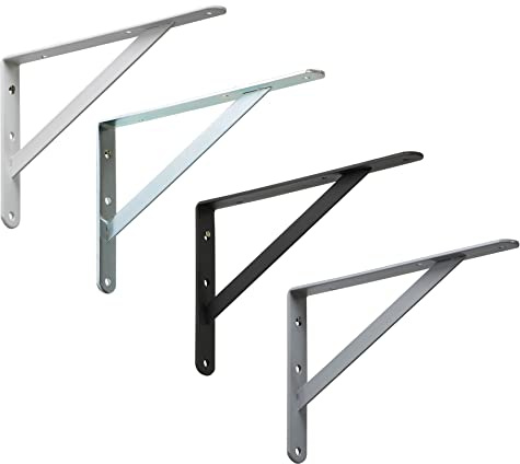 BRESKO Schwerlastträger Schwerlastkonsole Regalhalter Regalwinkel Regalträger Schwerlast Wandträger 2 Stück (Weiß, 200x125x20 mm (light))