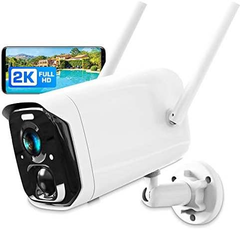 ATLANTIS telecamera Volta Pro A16-VL77 Wi-Fi senza fili interno esterno a batteria ricaricabile,videocamera sorveglianza,visione notturna,2K - 4 Mpixel e full hd 1080p,rilevamento del movimento,Bianco