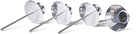 Novaliv 4er-Set Kerzenteller Adventskranz Kerzenpin SILBER Kerzenständer für Stabkerzen Kerzenpick Kerzenhalter für Kränze Kerzentülle Metall Kerzenständer Kerzenpin Adventskranzkerzenhalter Deko