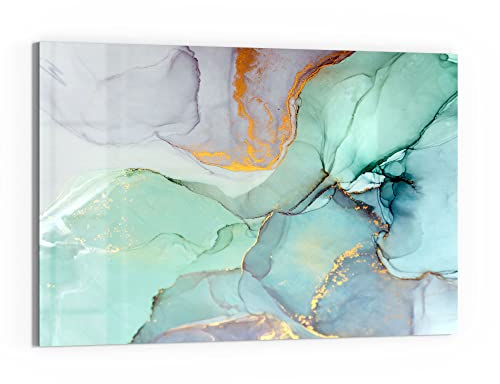 DEQORI Glas-Magnettafel | 60x40 cm groß | Motiv Zerlaufene Wasserfarbe | Memo-Board aus Glas | Magnetboard inkl. Magnete, Stift & Tuch für Küche & Büro | Tafel magnetisch & beschreibbar