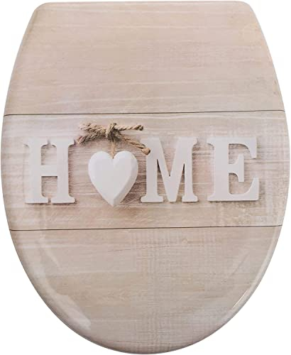 YELCONA Toilettendeckel Mit Absenkautomatik | WC Sitz Mit Absenkautomatik | Klodeckel Mit Absenkautomatik | Antibakteriell, UV-Beständig, Quick-Release, Installationsschablone (Home)