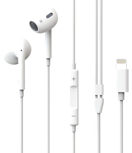 KODAK Écouteurs Intra-Auriculaires avec Microphone Intégré 210+ pour iPhone/iPad, Connexion Lightning, Commandes Intégrées, Son Haute Qualité, Design Confortable et Ergonomique