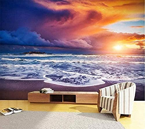 Mural Mañana Sol Y Olas Desmontable Fresco Decoración Fotomural Sala De Estar Pared Pintado Papel Tapiz No Tejido-430cm×300cm