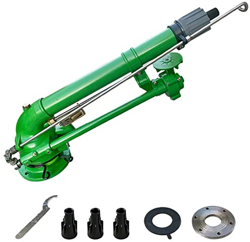 QCHIAN Pistolet d'arrosage agricole, arroseur à impulsion de 5,1 cm, pulvérisateur d'arrosage à grande surface à 360 ° avec buse de rechange, adapté pour l'agriculture, la pelouse, les fermes, la