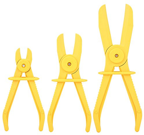 [3 pièces] Kit de colliers de serrage de tuyau, outil auxiliaire pour le remplacement des conduites hydrauliques et d'eau, mains libres, outil de maintenance automatique, universel, 3 tailles (jaune)