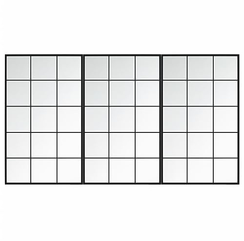 vidaXL Wandspiegel 3 STK. Schwarz 100x60 cm Metall