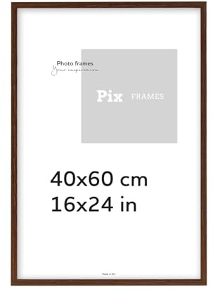 Pix FRAMES Bilderrahmen 40x60cm - Holz Fotorahmen - Braun | Holzbilderrahmen mit Plexiglas - Bilderrahmen Holz zum Aufhängen - Wooden Picture Frame - Photo Frame zum Aufstellen