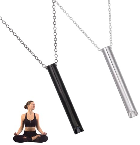 2 Pièces Collier de Soulagement d'Anxiété, Respiration Consciente Collier | Acier Inoxydable, Colliers de Respiration Consciente Anti-stress, Collier Respiratoire Anti Tabac pour Hommes Femmes, 50+5cm