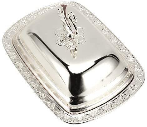 GaRcan Bandeja de Frutas Dorada, decoración de Mesa, frutero de Material metálico de Estilo Europeo con Tapa para Platos de Aperitivos (Color: Dorado) (Plata)