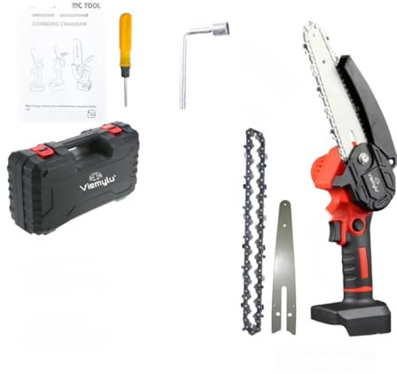 Mini sega 4 pollici con valigetta barra e catena (batterie non incluse) motosega potatore