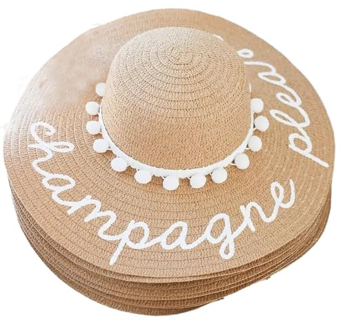 HDLOVE Personalisierte Sonnenhut Damen, Benutzerdefinierte Namen, Strohhut Damen, Sommerhut, Stroh Faltbar Kappe Breiter Krempe Sommer Strand Hüte, Outdoor Hut(Beige)