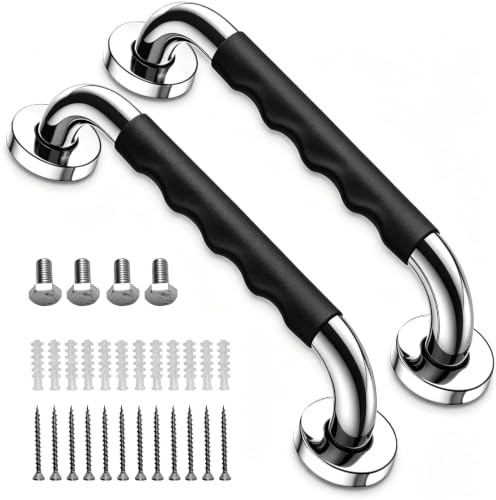 2 Pack Shower Grab Bars, 304 Stainless Steel Rail Bars (13in/33cm) | Heavy Duty Bathroom Safety Handrail, Anti-Corrosion Sturdy Support Rail, Easy Installation for Tub, Toilet