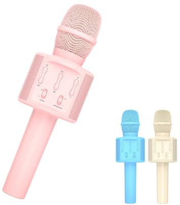DRSYXCS Kabelloses Karaoke-Mikrofon für Kinder, tragbar, Bluetooth-Mikrofon, Lautsprecher mit magischer Stimme, singendes Spielzeug für 3–12 Jahre, Jungen, Mädchen(Rose)