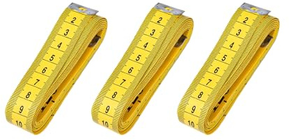 HSYTEK 3 stycken 300 cm/120 tum måttband korgar, skräddarsydda måttband dubbelsidiga, måttband sömnad, måttband sybehov för skräddare för mätning längder och mått, gul