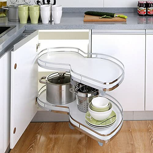 Ausziehbarer Eckschrank mit Absenkautomatik, 2 Ebenen, Karussell für 800 mm oder 900 mm Küchenschränke