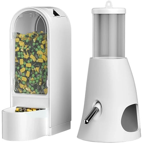 GKYZBB 2 mangiatoie per animali domestici e mangiatoia per acqua, mangiatoia automatica per criceti, set di dispenser di cibo e acqua, adatto per cuccioli e gattini, conigli, cincillà, ricci, furetti