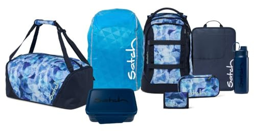 Satch Pack Kollektor Edition Schulrucksack Set 8tlg. inkl. Brotdose und Trinkflasche (Blurry Sky)