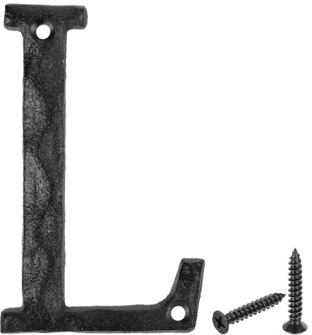 QUARKZMAN Hausnummer Alphabet L, 140 * 7mm Hausnummernschild aus Gusseisen Straßennummer Türnummer für Bürotüren, Briefkästen, Garagen - Schwarz