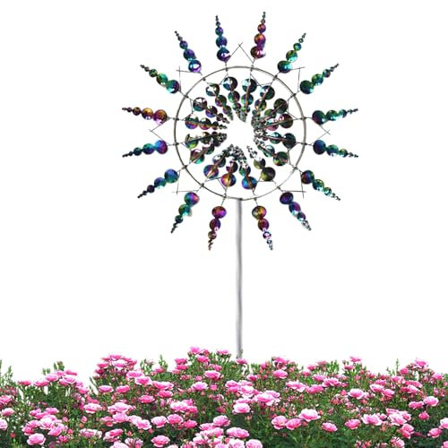 Molino de viento mágico,Molino de viento único y mágico de metal,Escultura cinética impulsada por el viento Windspinner,Patio Y Jardín Windfänger Para Jardín,Terraza,Césped,Patio,Patio,Decoración de