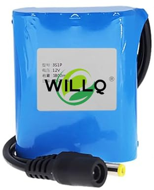WILLQ Batería de Iones de Litio Recargable de 12 V CC (1800 mAh a 49 000 mAh) para Barras de Luces LED, robótica, cámaras, farolas y diversas lámparas de 12 V.,1800mah