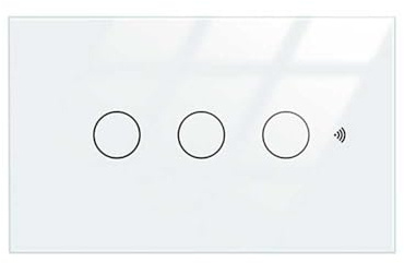 Interruttore Touch da Parete WiFi 2.4G + BLE + RF 433MHz, Vetro Temperato Bianco, 3 Tasti, 120X72X38mm Per Scatola 503 Italiano, App TUYA Smart Life