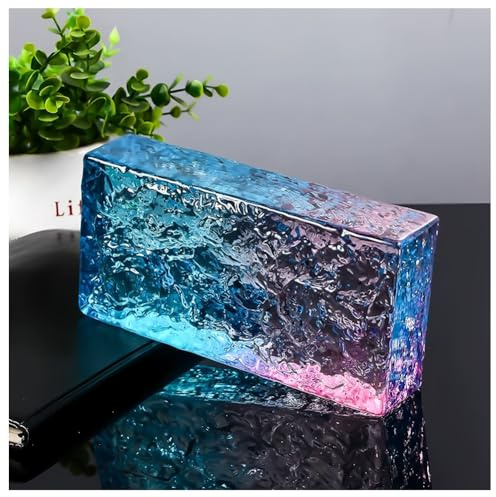 Zfmnoyev 1 Pack Rectangular Solid Glass Brick, High Transparency Colored Crystal Bricks, Decorative Partition Wall, Used for Room Partitions, Building Decoration, Bars, Hotels(E)