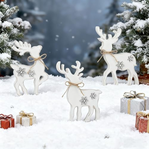 ARONRAVE Hirschs Deko Weihnachten Holz Weihnachtsdeko Rentiers Tisch Weihnachtsdeko Hirschs Weihnachten Rentiers Weihnachts Rentir Figure für Weihnachten Deko Esszimmer Wohnzimmer Schlafzimmer