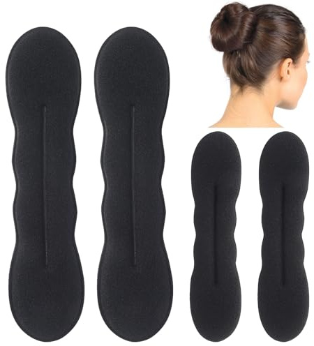 4er-Pack Haarknoten-Maker für Damen–2 kleine und 2 große rutschfeste Dutt-Former aus Schaumstoff für einfache Hochsteckfrisuren,Lockenwickler-Dutt-Clips,wiederverwendbarer magischer Dutt-Lockenwickler