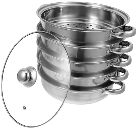 Toyvian Olla Vapor de Acero Inoxidable Multifuncional con Cesta para Cocinar Sopa y Vapor Práctica Cazuela para Inducción y Cocina Doméstica