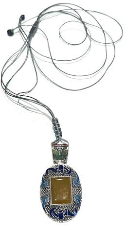 Ethnos Barcelona - Collar Colgante de Plata y Ambar Opaco. Largo regulable.