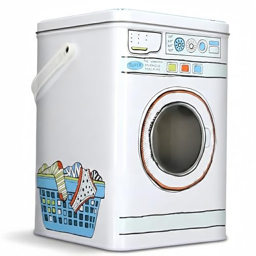 Contenedor de detergente para ropa en polvo, Contenedor de lata para lavandería con tapa, Diseño de Lavadora con Ventana, Caja de almacenamiento para arroz comida para perros