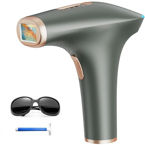 Haarlosy Epilatore Luce Pulsata Indolore IPL, 999.900 Flash per Uso Epilatore Laser 3 IN 1 con Finestra 5cm², 9 Livelli Regolabili per Donna e Uomo Viso, Ascelle, Gambe, Corpo GLY02 (Grigio)