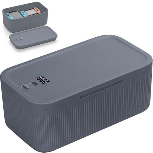 Mini Tresor Klein Abschließbare Box 3-stellig Zahlenschloss Box, Kleine abschliessbare Box mit Kombinationsschloss für Geldkassette, Wertsachen Medikamente Schmuck (Grau)