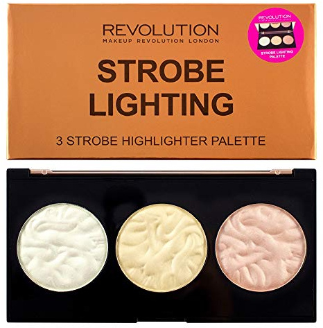 MAKEUP REVOLUTION Strobe Lighting Palette - Highlighter mit 3 Nuancen für Glow und Contouring - vegan, glutenfrei und tierversuchsfrei - 11 g