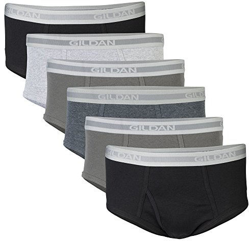 Gildan Men's Underwear Briefs, Multipack, Grey/Black (6-Pack), Large