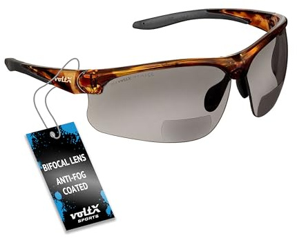 voltX 'CONSTRUCTOR ULTIMATE’ Occhiali di sicurezza da lettura bifocali (Montatura tartarugata, Lenti fumo + 1.0 Diottrie) Certificazione CE EN166FT - Bifocali PREMIUM Cycling Sports