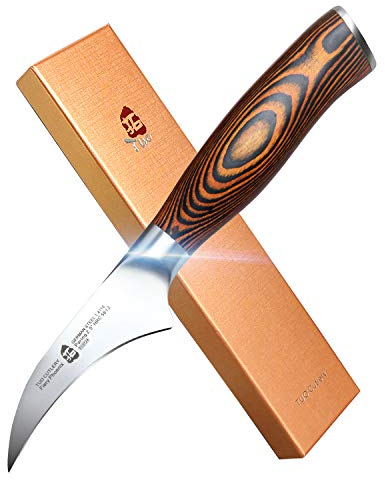 TUO Gourmet Schälmesser Tourniermesser Kartoffelmesser 7cm Deutsches Edelstahl Gemüsemesser mit Ergonomischem Pakkaholz Griff-Fiery Phoenix Series