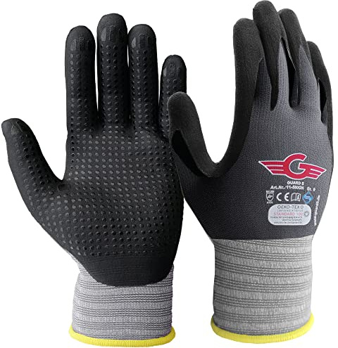 GUARD 5 - Arbeitshandschuhe - 6 Paar (Gr.7/S) beschichteter Montagehandschuhe mit feinen Noppen für einen besseren Griff