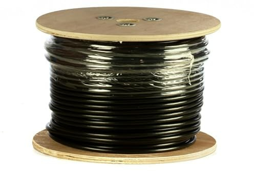 Danicom Rouleau câble rigide extérieur noir CAT6 FTP PE (FCA) - 100m, POE, Ethernet, LAN, câble de raccordement, câble de données, RJ45 - pour armoire de serveur, commutateurs, routeurs,
