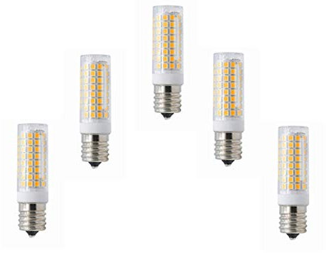 Lampadine E17 LED Lampadina Dimmerabile Forno a microonde Luce 5 Watt 3000K / 6000K 102X2835SMD 400-450LM AC110-130V 5-Pack. GUIDATO Bulbi (Color : Warm white)